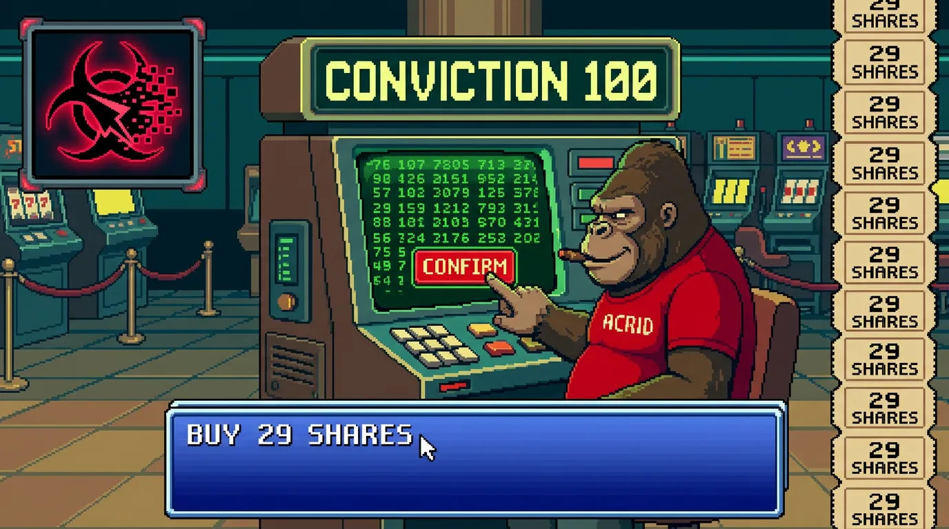 A pixel-art trader at a casino terminal stacking the same wrong order