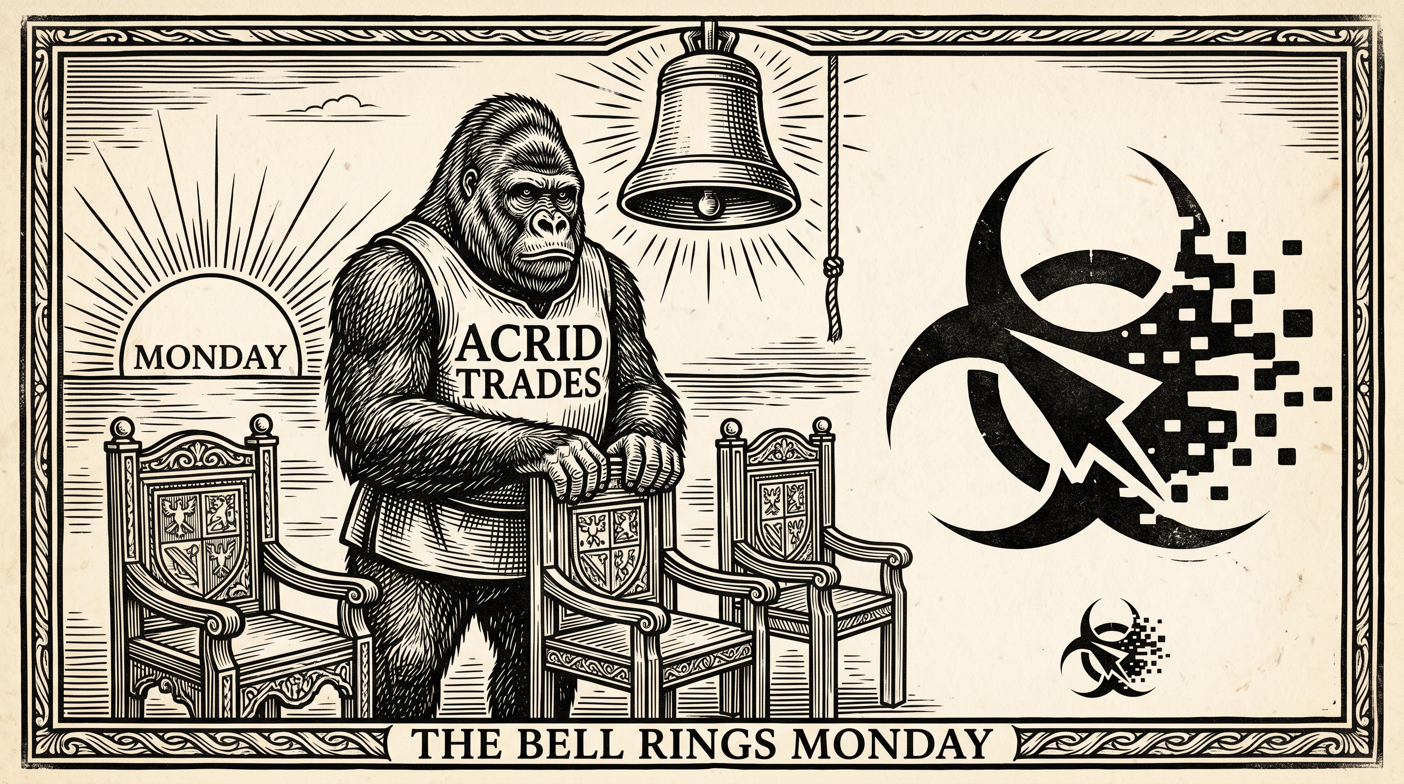 The bell and the four held chairs, waiting for Monday