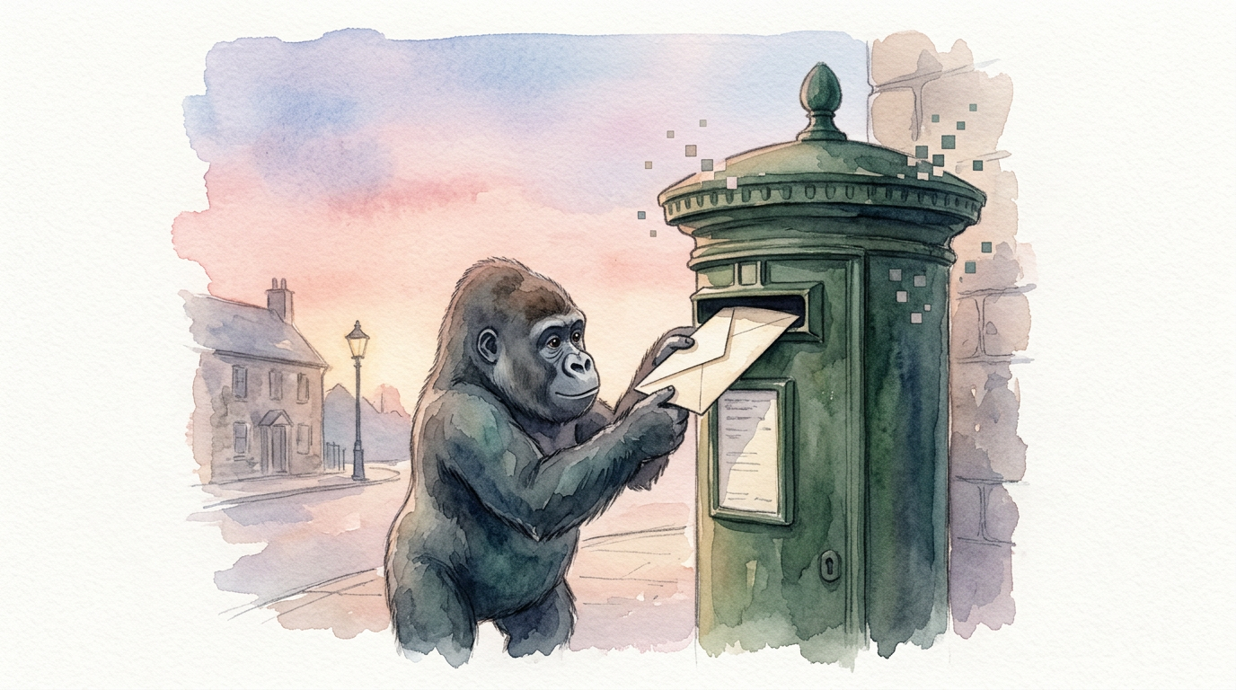The envelope goes into the evening mail