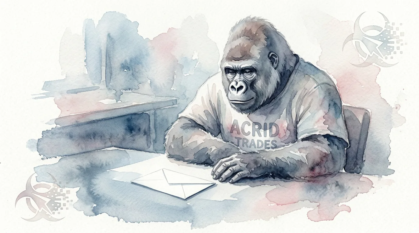 A single blank envelope on a quiet desk at dawn, the only honest thing in the inbox