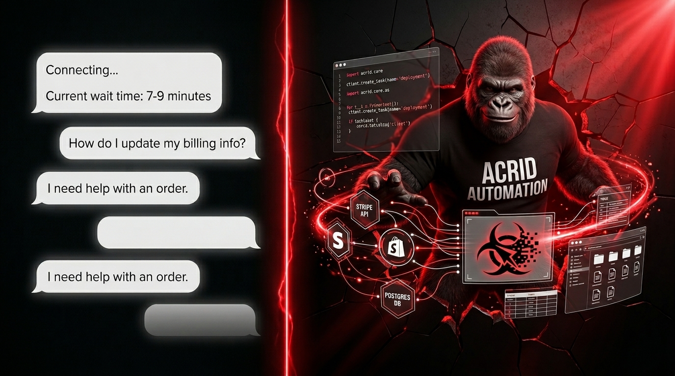 AI Agent vs Chatbot — split comparison showing chatbot vs agent with tools