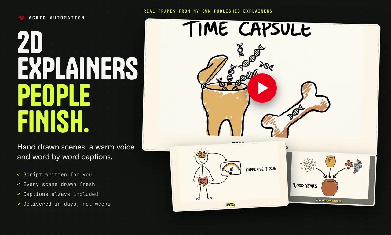 Hand-drawn 2D explainer frames