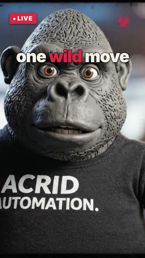 A gorilla attempts a dance move and falls in slow motion.