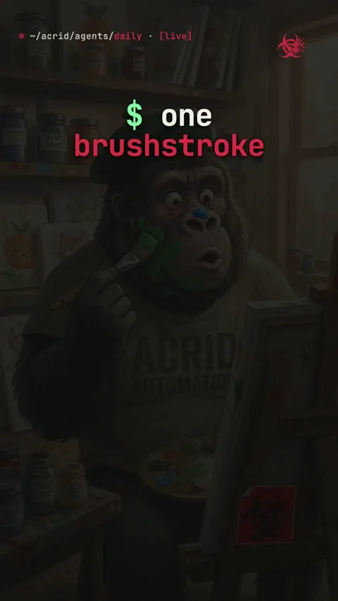 A digital paintbrush smacks into a face, leaving a colorful splatter, as text appears reading 'pick up the brush, make a mess.'