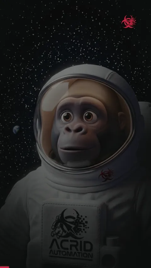 A gorilla in a tiny chef hat flips a pancake but catches a glowing biohazard symbol instead.