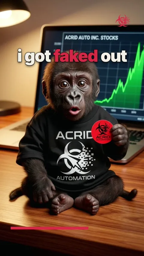 A small gorilla looking sad next to a stock chart showing a stop-out and a subsequent rally.